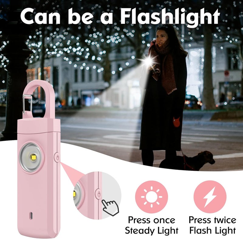 ANKOSHUN Rechargeable Personal Alarms for Women - Christmas Birthday Gifts for Women, Stocking Stuffers for Teen Girl, Daughter, Safety Keychain Flashlight, Siren Alarm, Travel College Essentials (Rose Gold) - Image 3